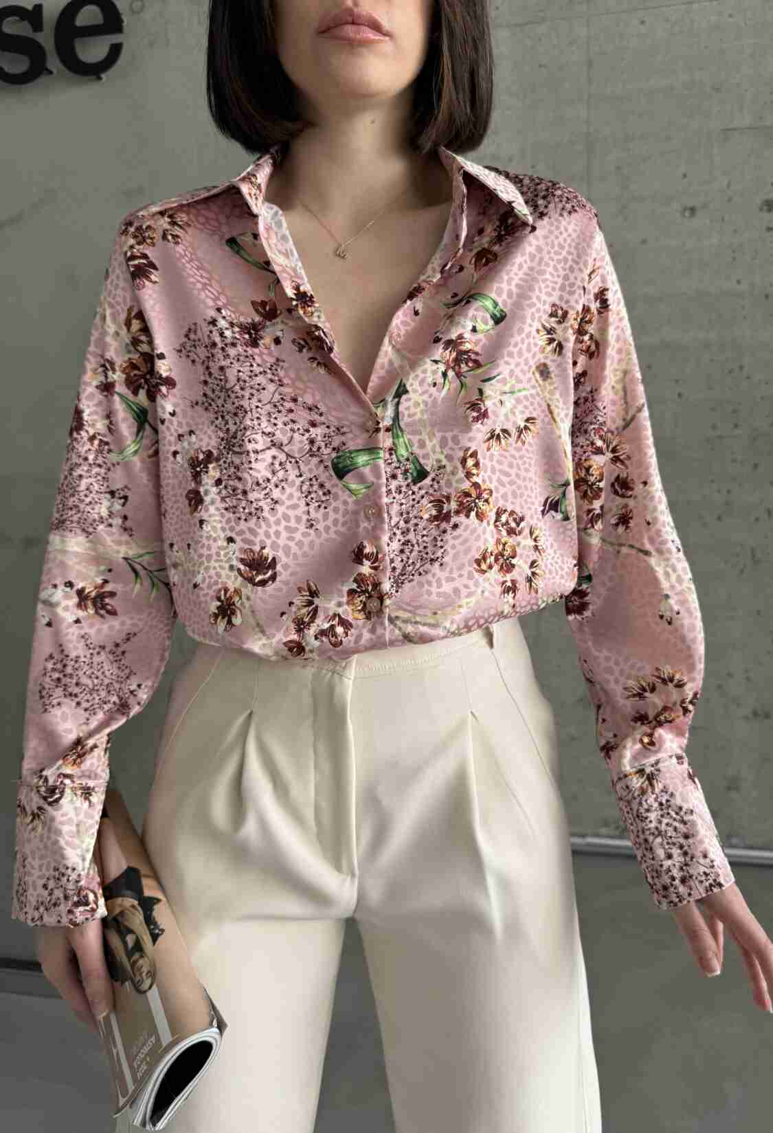 Plum Branch Satin Shirt - Brand: My Fashion - Women & Kids, Baby Clothes Wholesale - TheBS Women