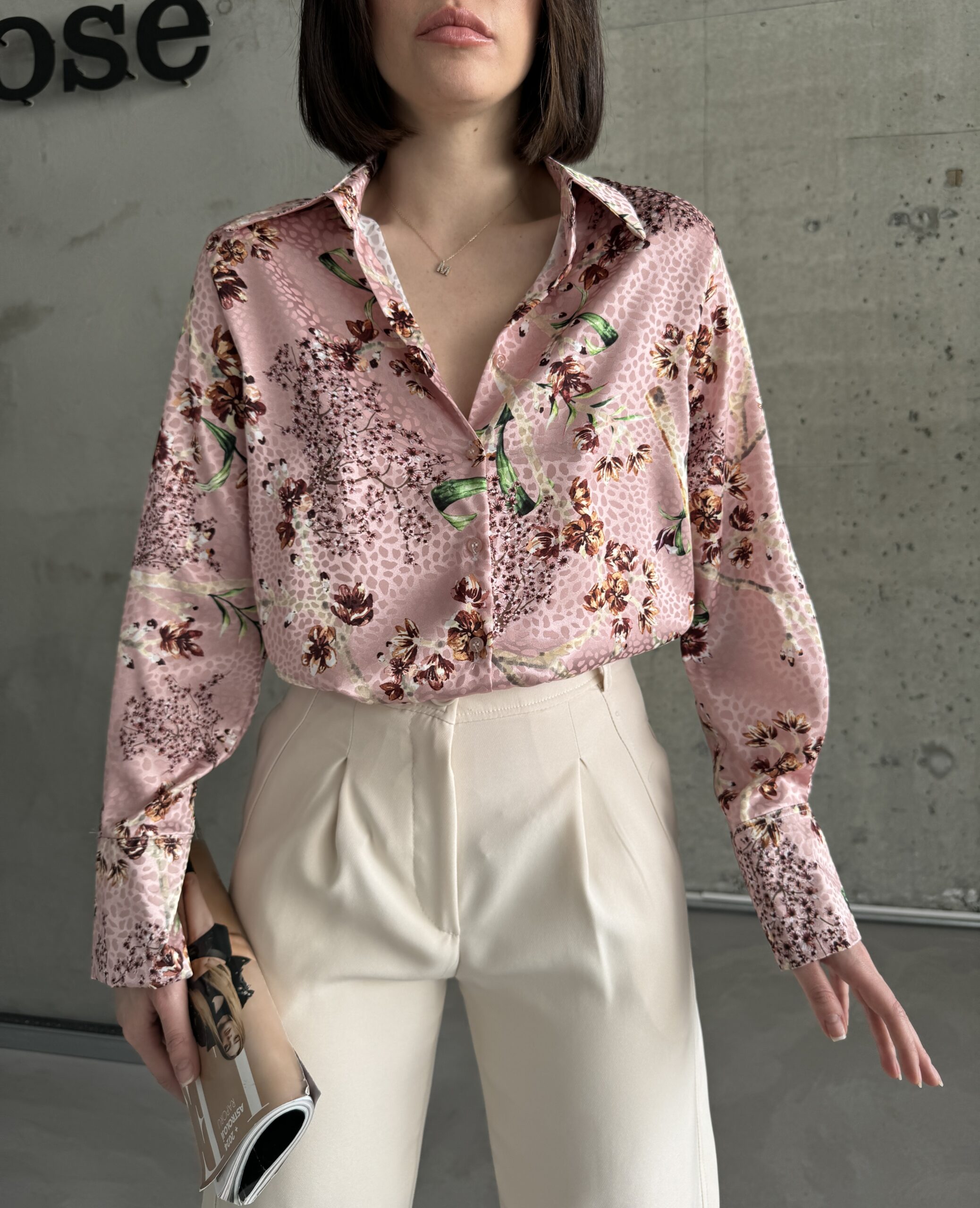 Plum Branch Satin Shirt - Brand: My Fashion - Women & Kids, Baby Clothes Wholesale - TheBS Women