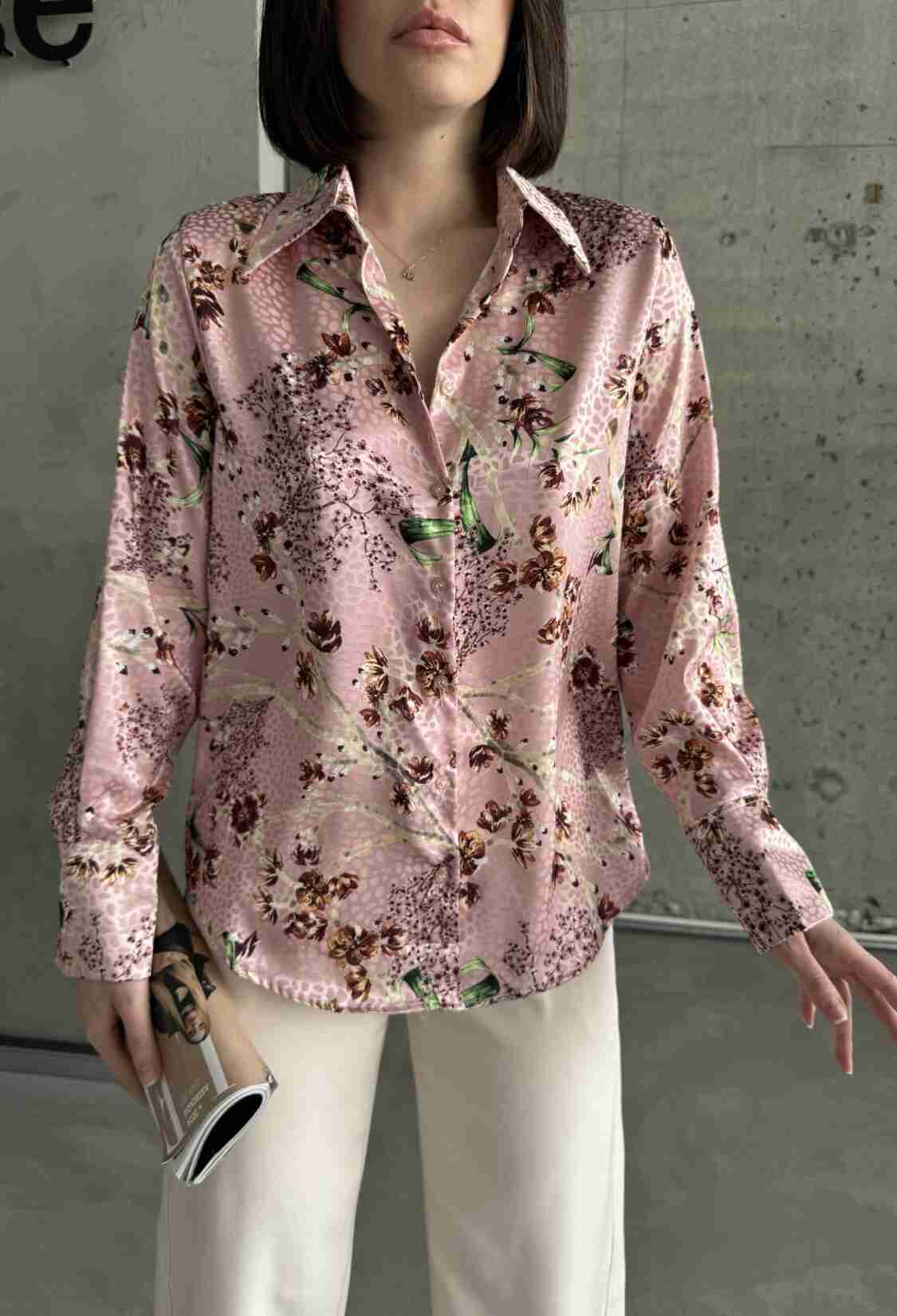 Plum Branch Satin Shirt - Brand: My Fashion - Women & Kids, Baby Clothes Wholesale - TheBS Women