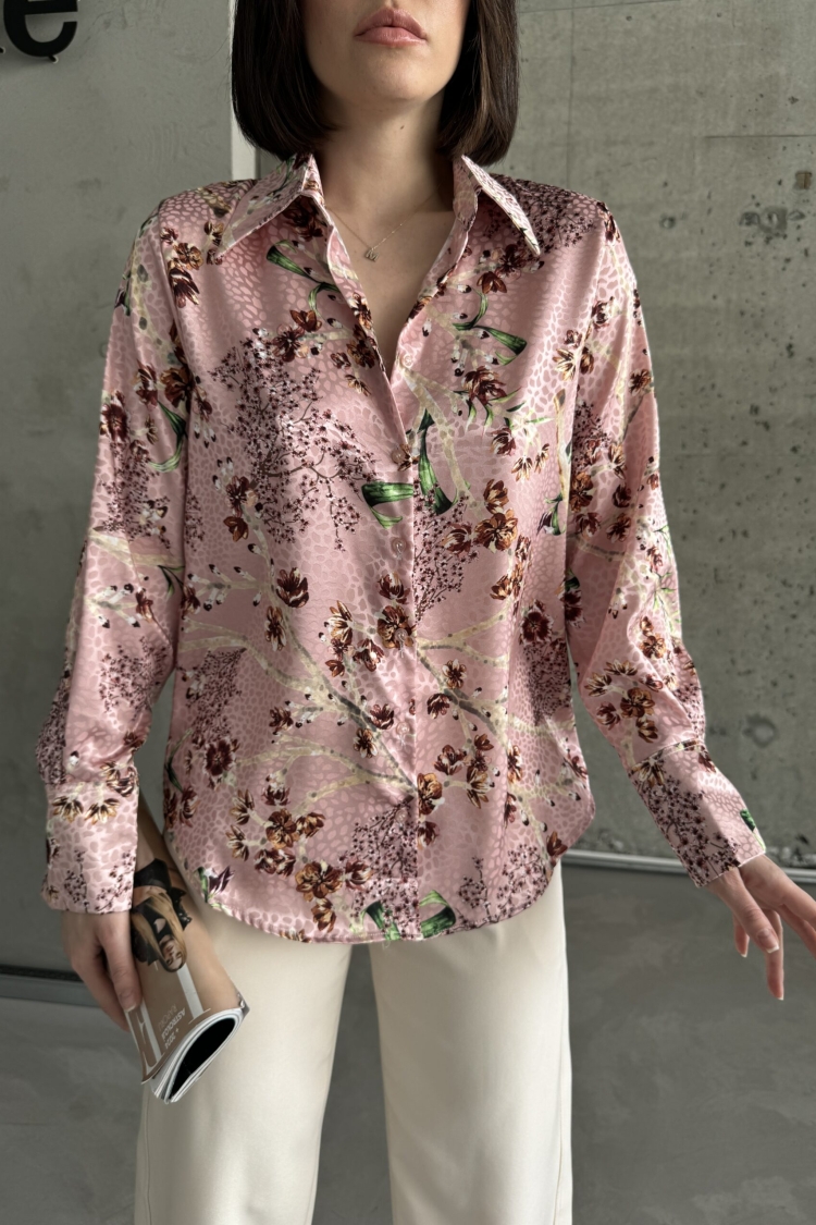 Plum Branch Satin Shirt - Brand: My Fashion - Women & Kids, Baby Clothes Wholesale - TheBS Women