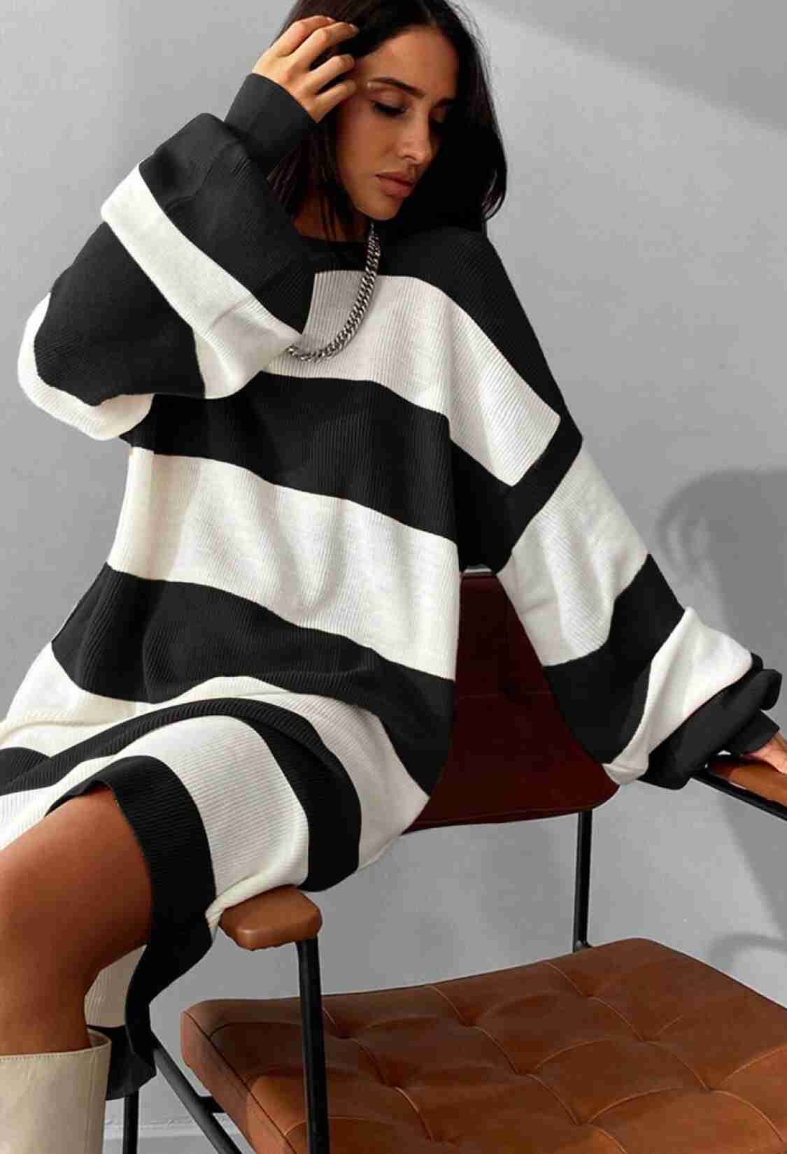 Striped Balloon Sleeve Dress - Brand: My Fashion - Women & Kids, Baby Clothes Wholesale - TheBS Women