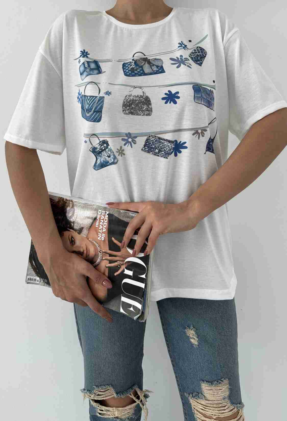 Printed Basic T-shirt - Brand: Fiori - Women & Kids, Baby Clothes Wholesale - TheBS Women