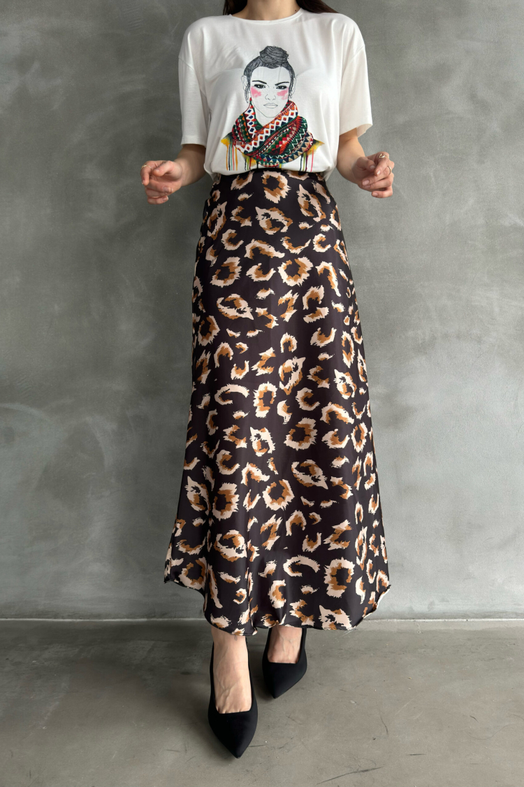 Maxi Length Patterned Satin Skirt - Brand: Fiori - Women & Kids, Baby Clothes Wholesale - TheBS Women