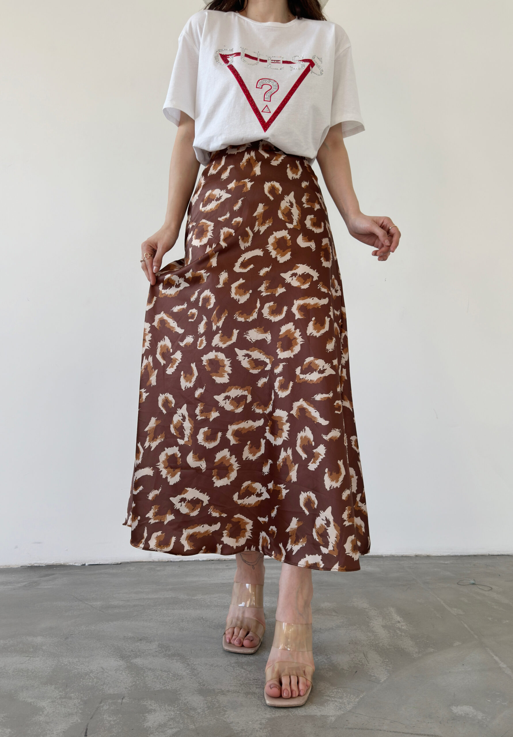 Maxi Length Patterned Satin Skirt - Brand: Fiori - Women & Kids, Baby Clothes Wholesale - TheBS Women