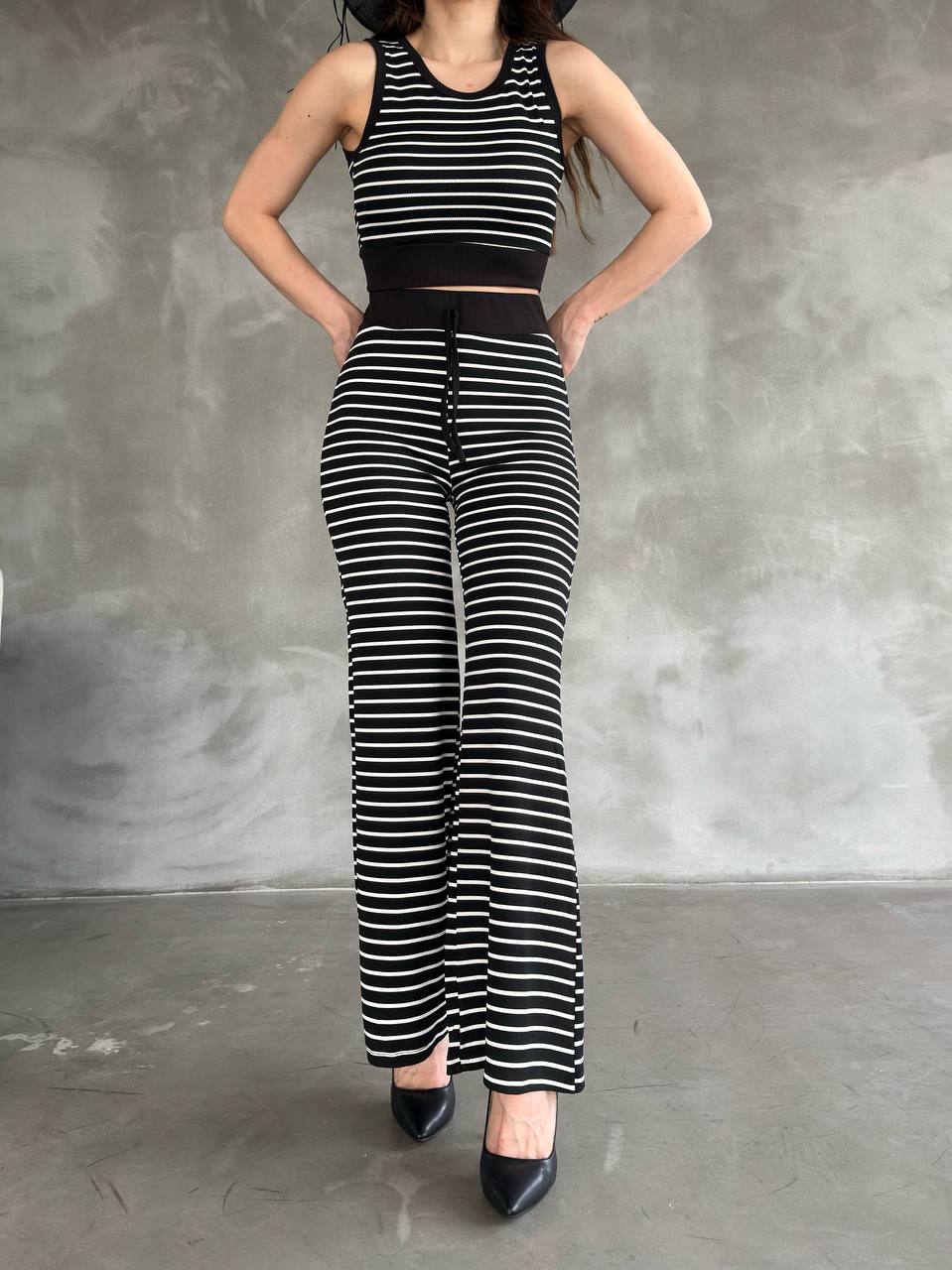 Elastic Waist Striped Trousers - Brand: Fiori - Women & Kids, Baby Clothes Wholesale - TheBS Women