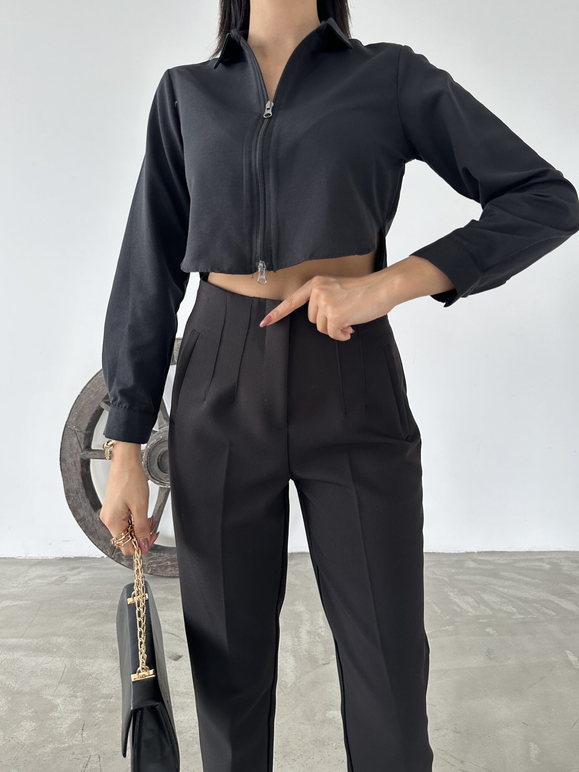 Long Sleeve Zippered Poplin Women's Shirt - Brand: Fiori - Women & Kids, Baby Clothes Wholesale - TheBS Women