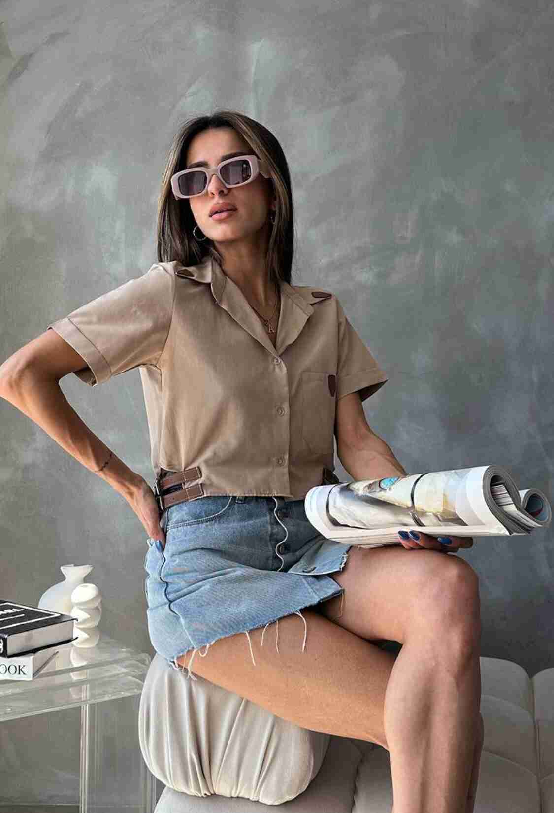 Belt Detailed Shirt - Brand: Topshow - Women & Kids, Baby Clothes Wholesale - TheBS Women