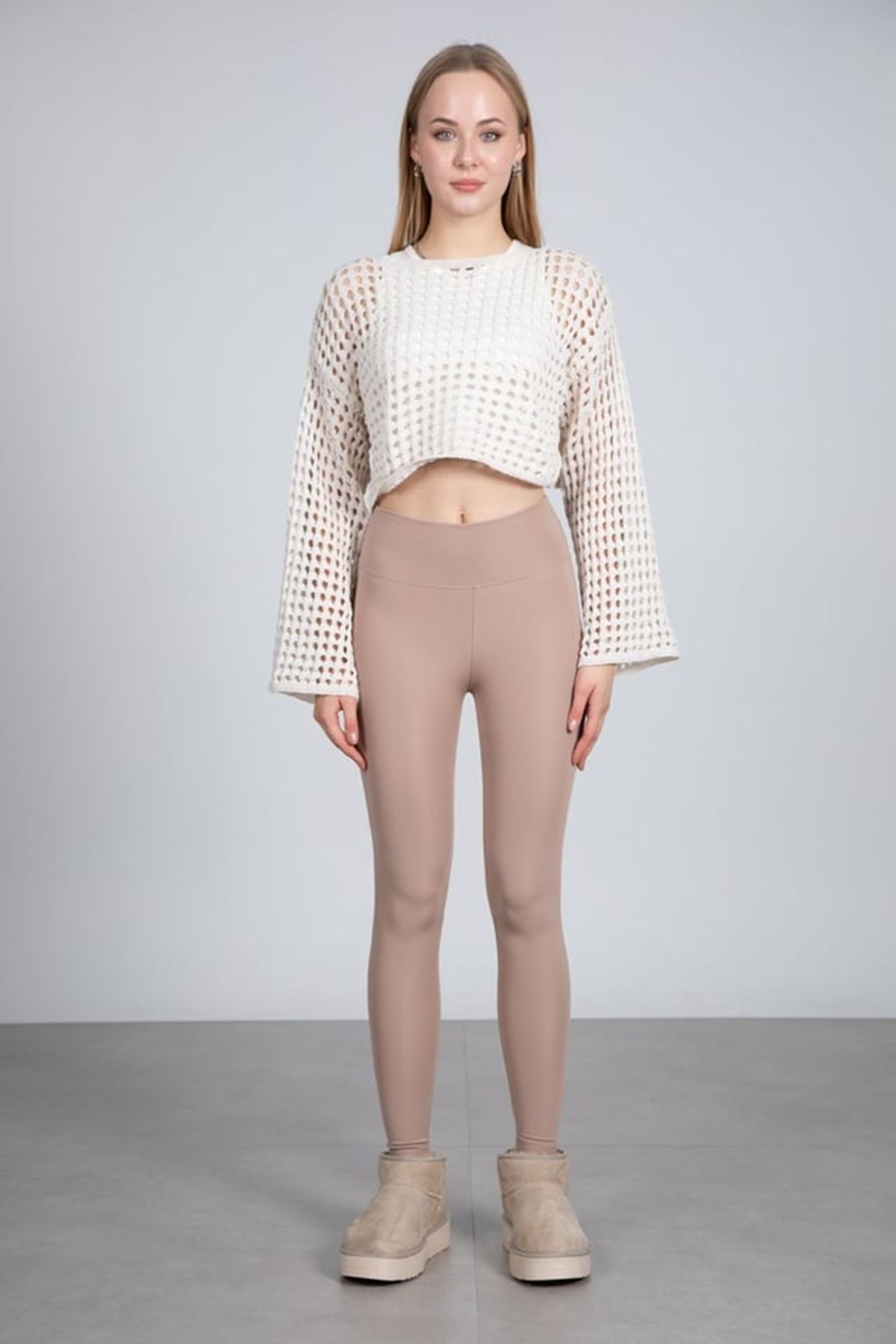 Crew Neck Openwork Crop Sweater - Brand: Maxi Modena - Women & Kids, Baby Clothes Wholesale - TheBS Women
