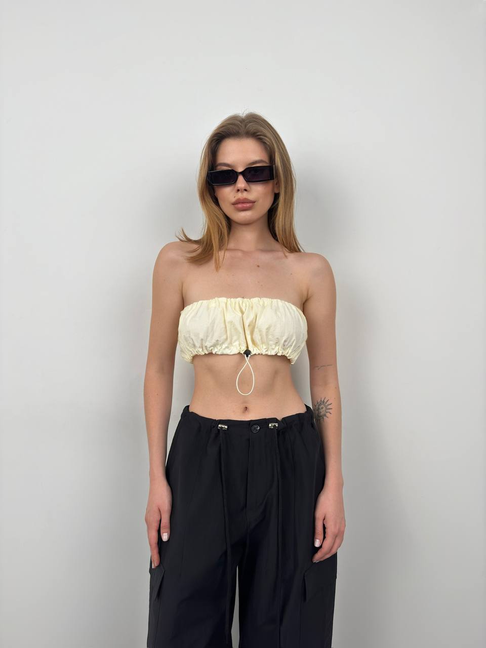 Elastic Detail Strapless Crop - Brand: Black Fashion - Women & Kids, Baby Clothes Wholesale - TheBS Women