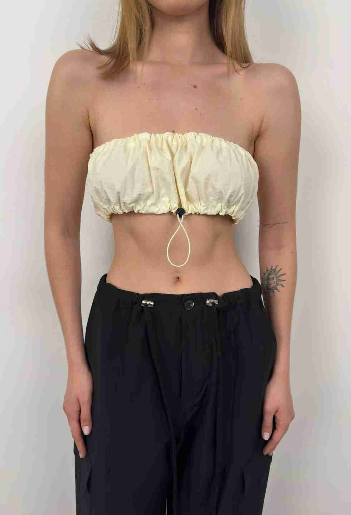 Elastic Detail Strapless Crop - Brand: Black Fashion - Women & Kids, Baby Clothes Wholesale - TheBS Women