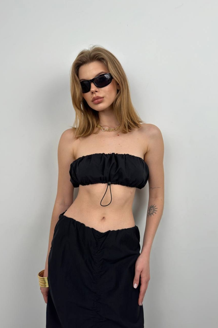 Elastic Detail Strapless Crop - Brand: Black Fashion - Women & Kids, Baby Clothes Wholesale - TheBS Women