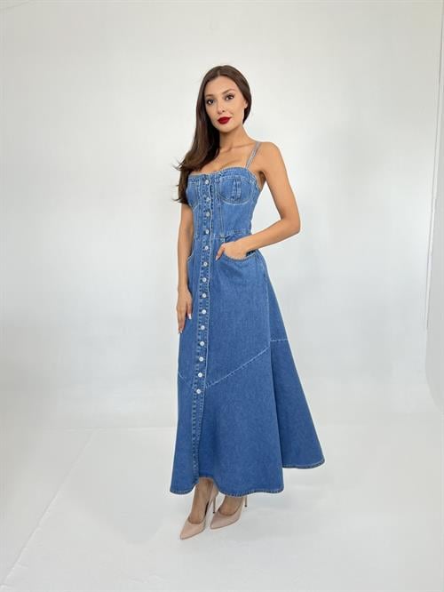 Denim Dress - Blue - Brand: Fame - Women & Kids, Baby Clothes Wholesale - TheBS Women