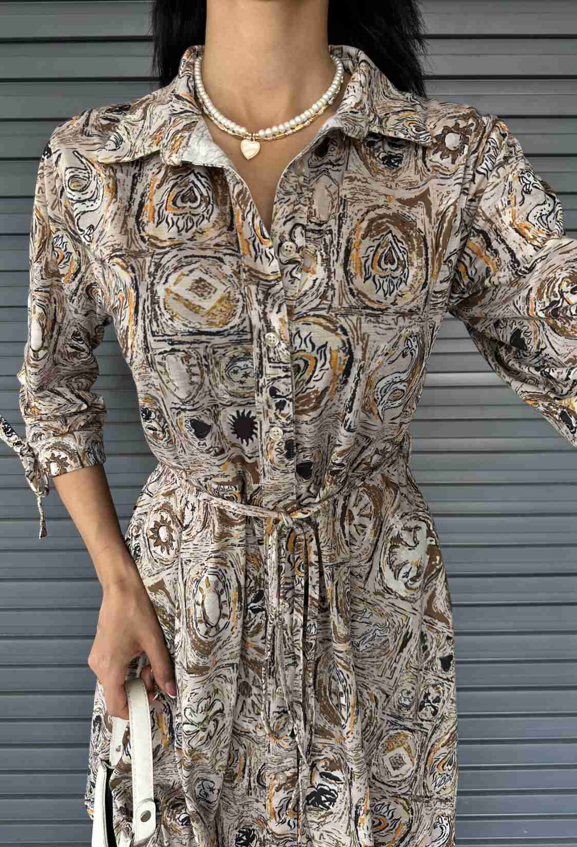 Shawl Pattern Shirt Collar Lace Detailed Buttoned Dress - Brand: Fiori - Women & Kids, Baby Clothes Wholesale - TheBS Women