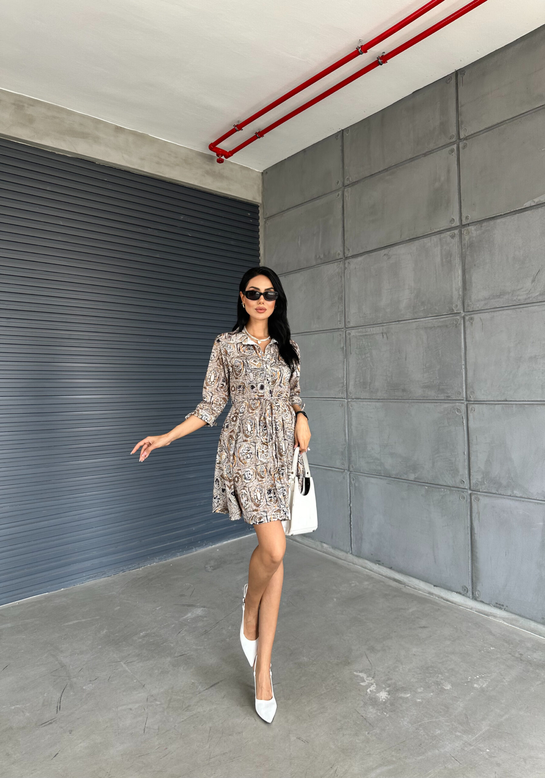 Shawl Pattern Shirt Collar Lace Detailed Buttoned Dress – Brand: Fiori – Women & Kids, Baby Clothes Wholesale – TheBS Women