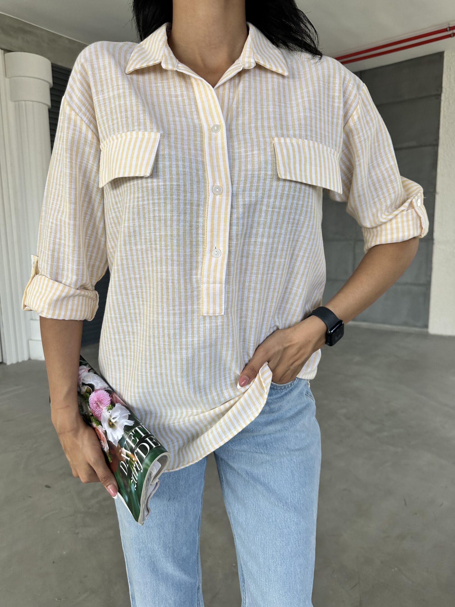 Striped Flap Pocket Summer Shirt - Brand: Fiori - Women & Kids, Baby Clothes Wholesale - TheBS Women