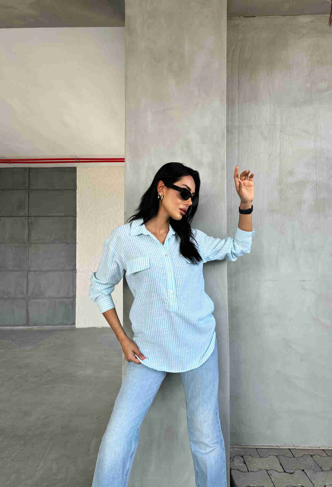 Striped Flap Pocket Summer Shirt - Brand: Fiori - Women & Kids, Baby Clothes Wholesale - TheBS Women