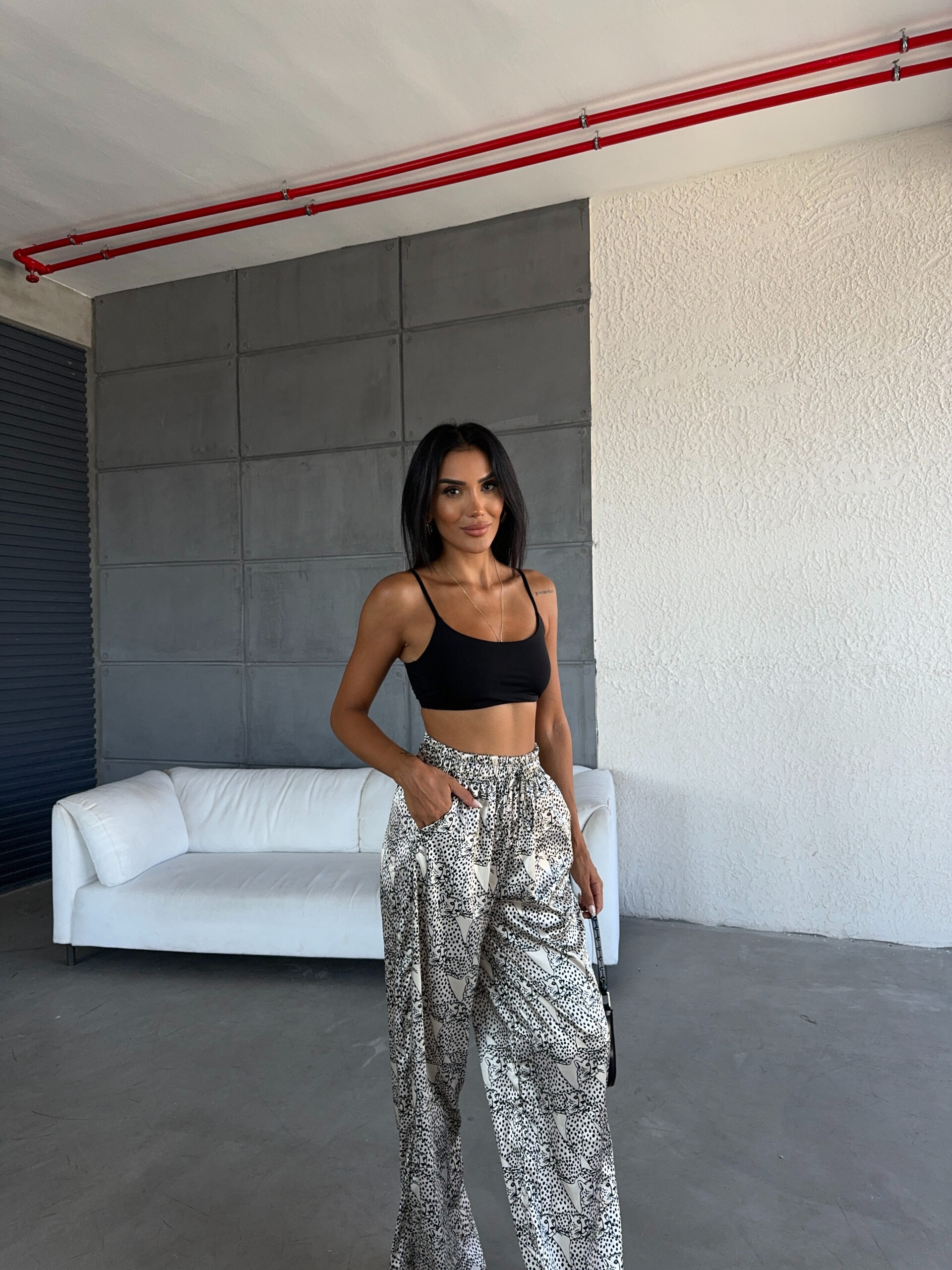 Satin Trousers With Elastic Waist - Brand: Fiori - Women & Kids, Baby Clothes Wholesale - TheBS Women