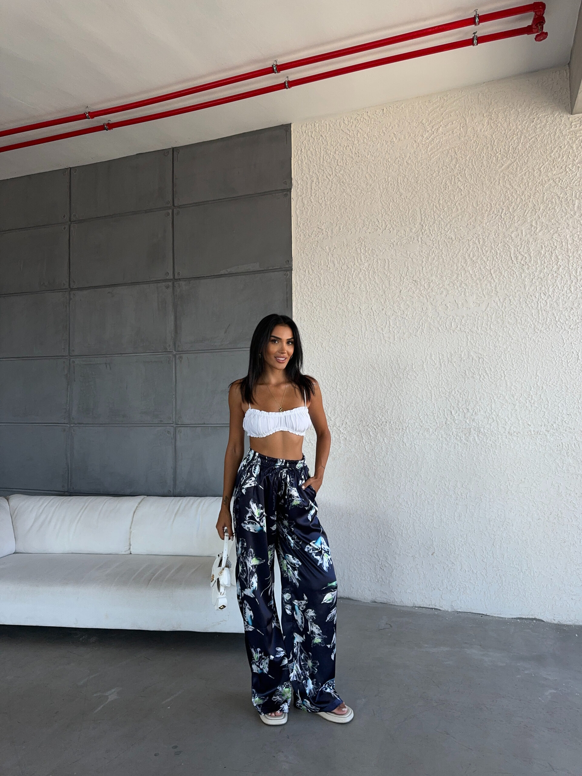 Satin Trousers With Elastic Waist - Brand: Fiori - Women & Kids, Baby Clothes Wholesale - TheBS Women