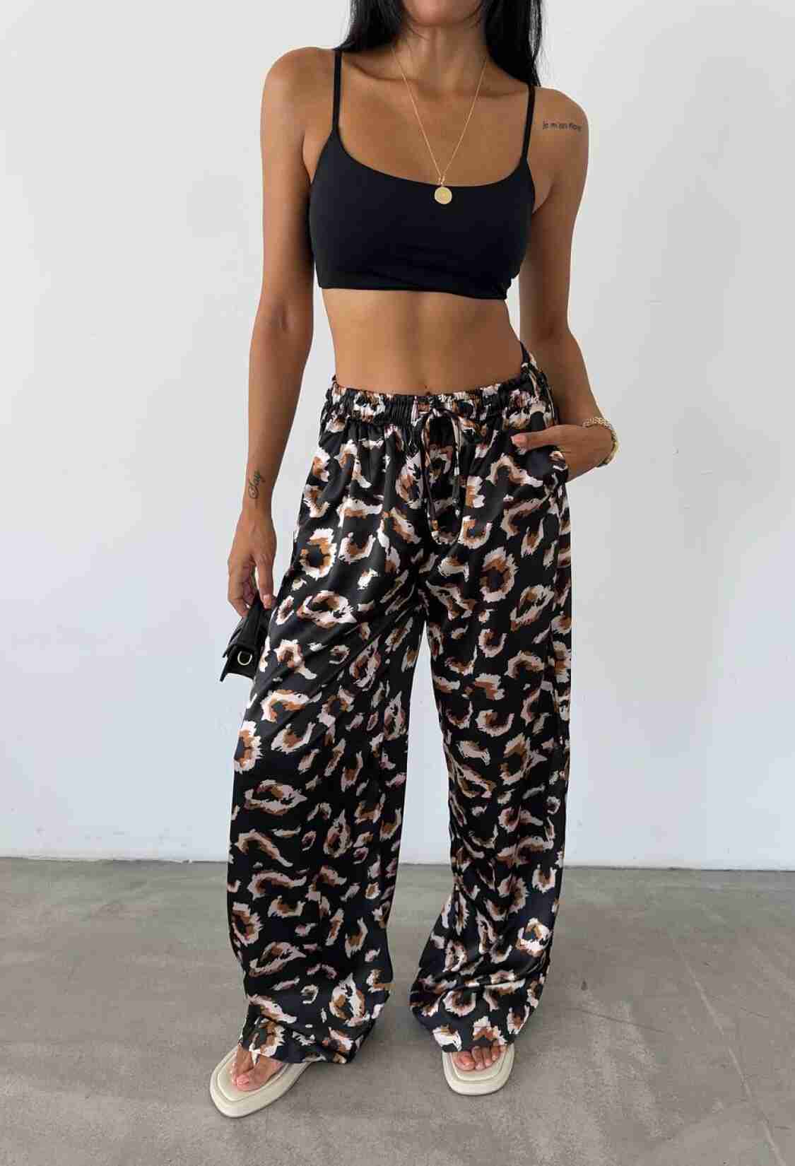 Satin Trousers With Elastic Waist - Brand: Fiori - Women & Kids, Baby Clothes Wholesale - TheBS Women