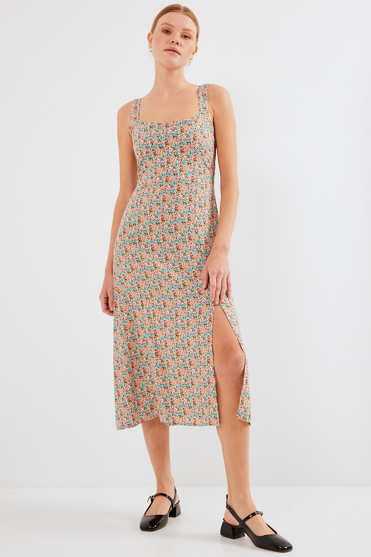Slit Strap Viscose Dress - Multi Colored - Brand: Bigdart - Women & Kids, Baby Clothes Wholesale - TheBS Women