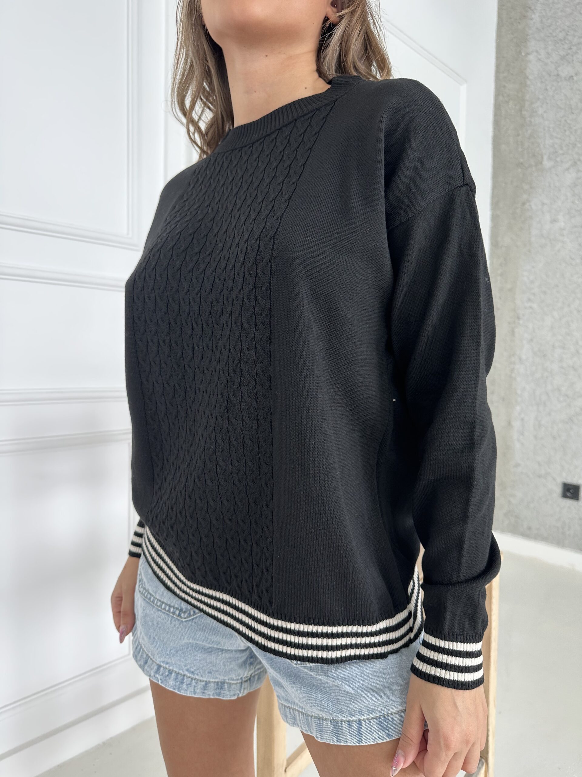 Striped Hair Knitted Sweater - Brand: My Fashion - Women & Kids, Baby Clothes Wholesale - TheBS Women