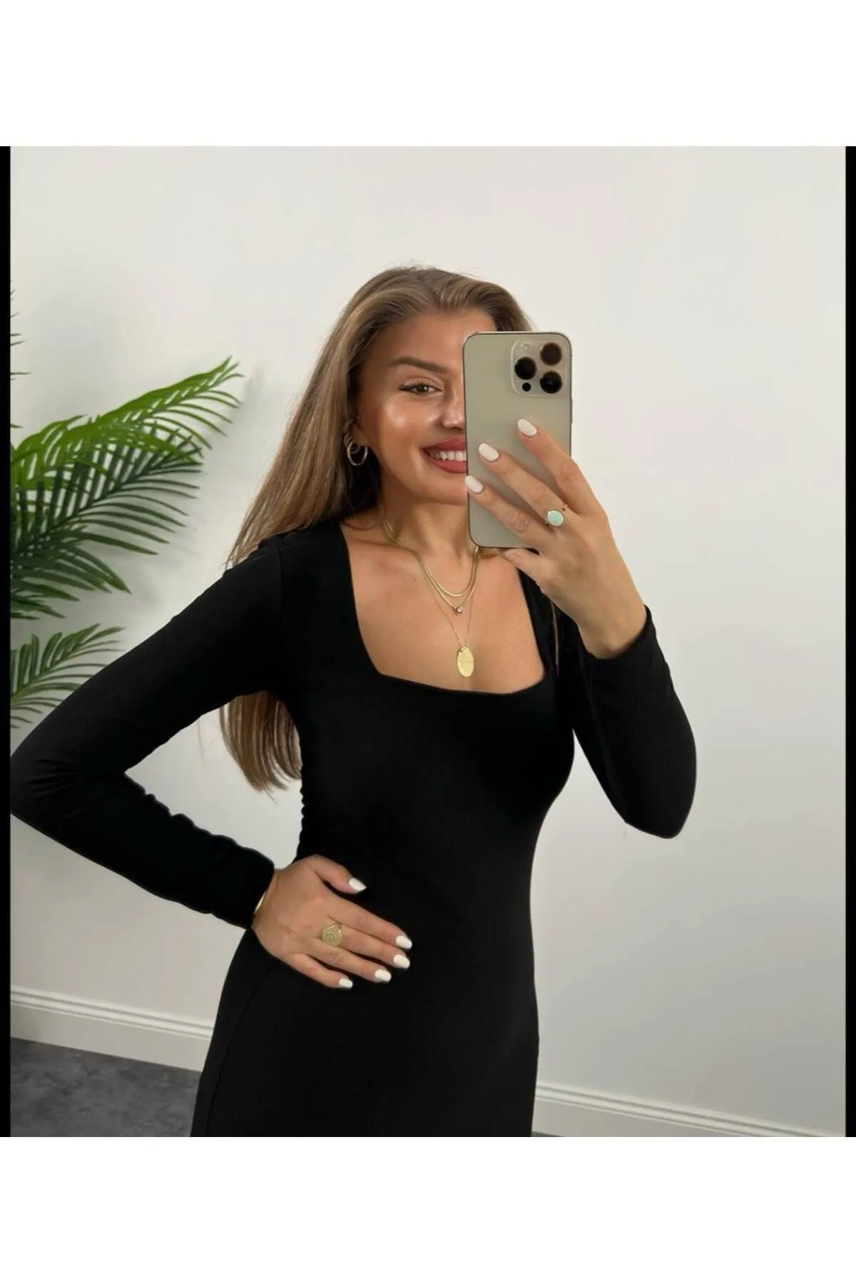 Ottoman Fabric Square Neck Long SleeveDress - Brand: Fiori - Women & Kids, Baby Clothes Wholesale - TheBS Women