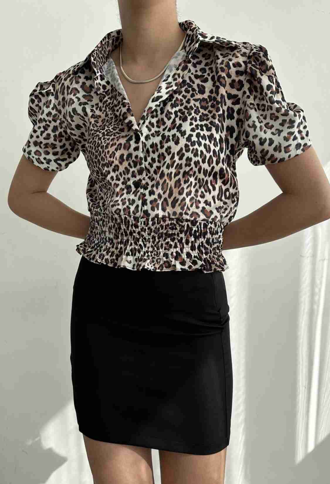 Small Leopard Waist Gipeli Ouzu Pleated Shirt - Brand: Topshow - Women & Kids, Baby Clothes Wholesale - TheBS Women