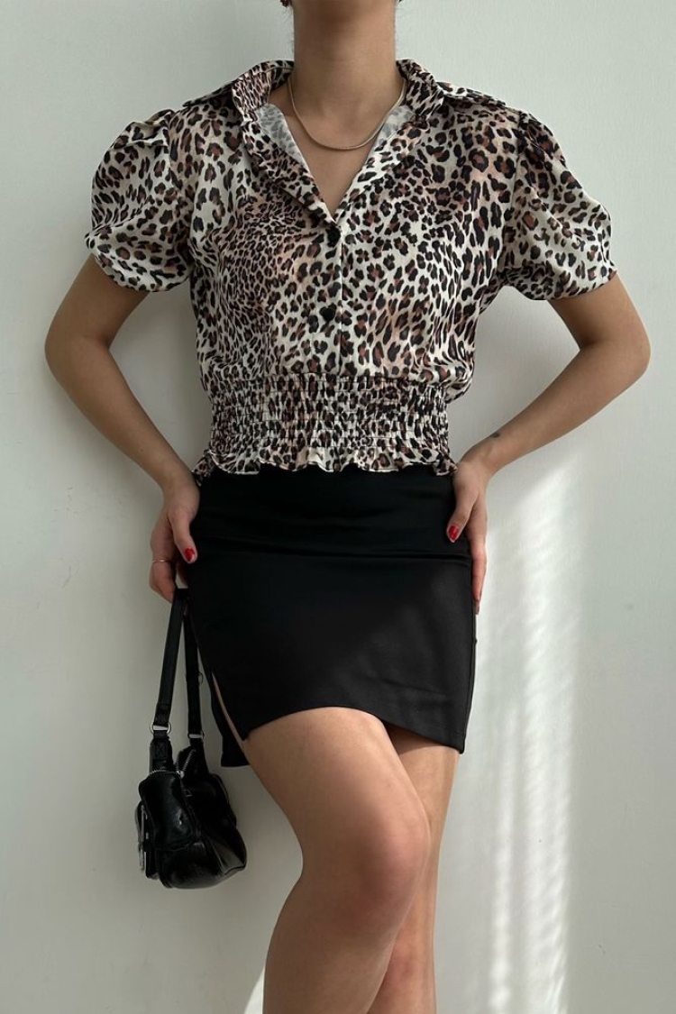Small Leopard Waist Gipeli Ouzu Pleated Shirt - Brand: Topshow - Women & Kids, Baby Clothes Wholesale - TheBS Women