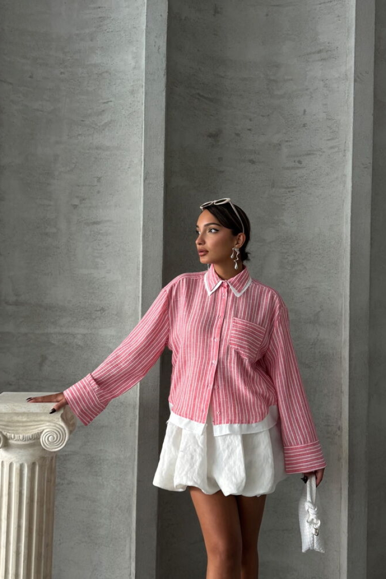 Poplin Detailed Striped Shirt - Brand: Topshow - Women & Kids, Baby Clothes Wholesale - TheBS Women