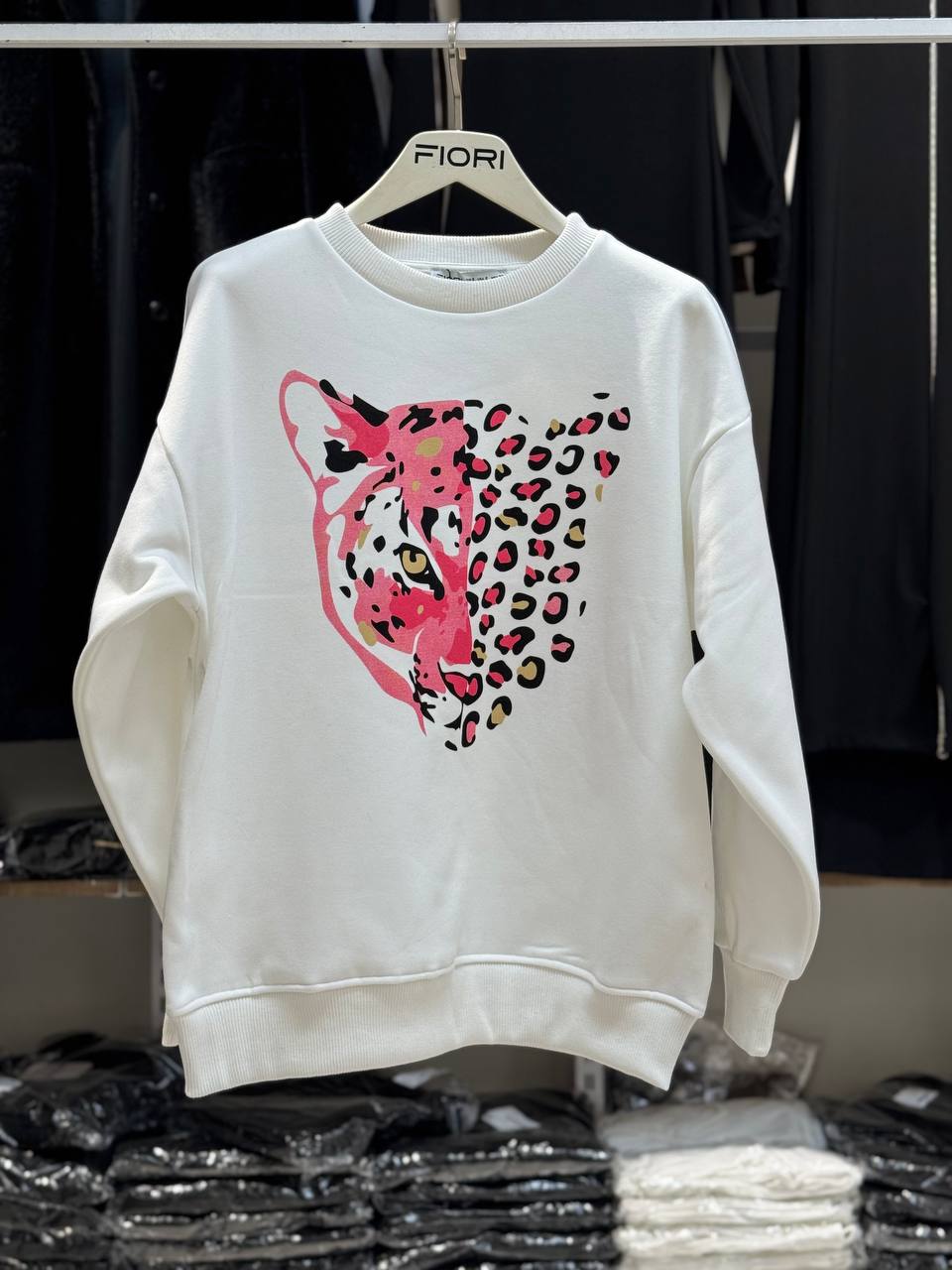 Tiger Printed Crew Neck 3 Thread Raised Sweatshirt - Brand: Fiori - Women & Kids, Baby Clothes Wholesale - TheBS Women