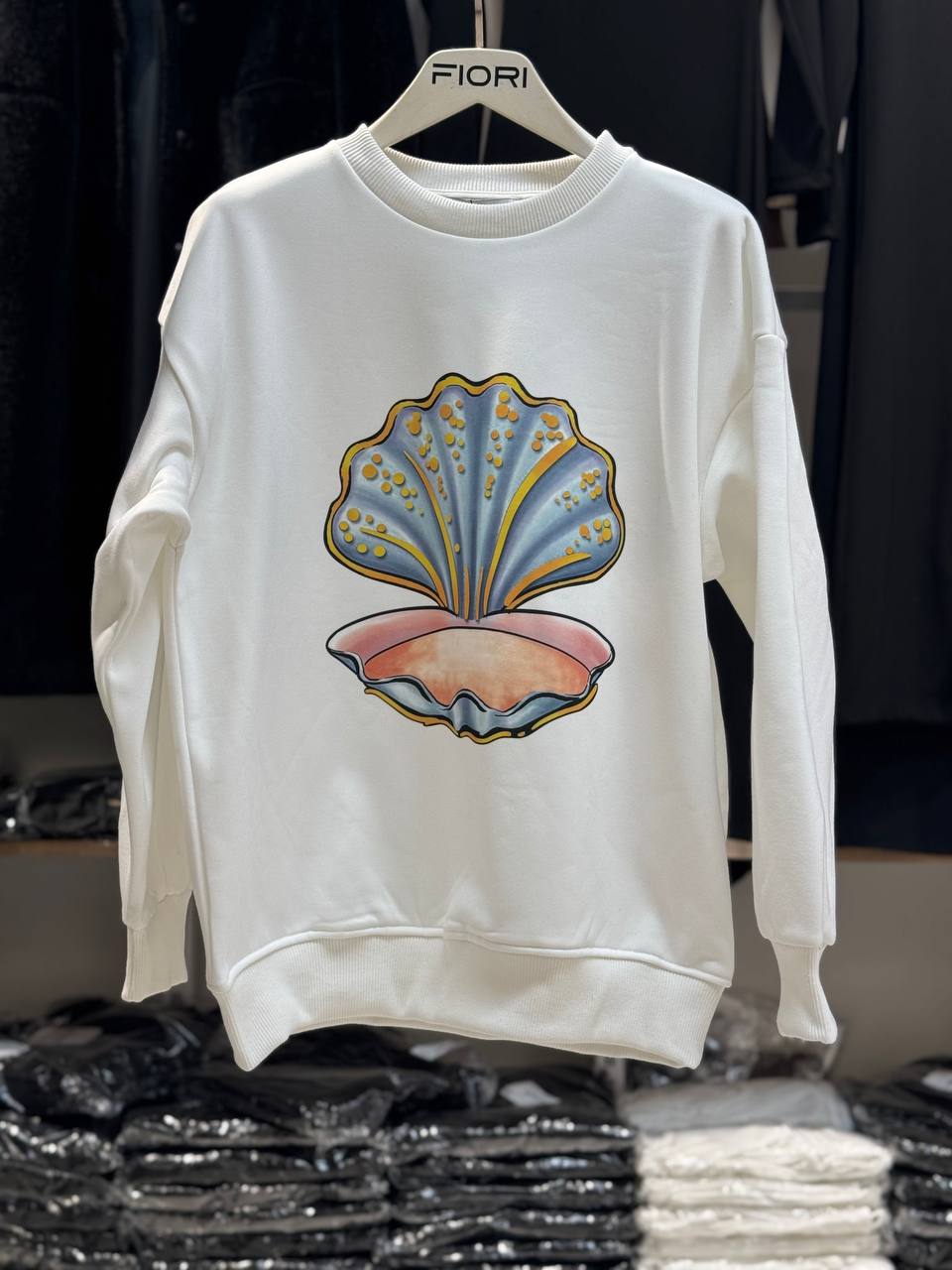 Oyster Printed Crew Neck 3 Thread Raised Sweatshirt - Brand: Fiori - Women & Kids, Baby Clothes Wholesale - TheBS Women