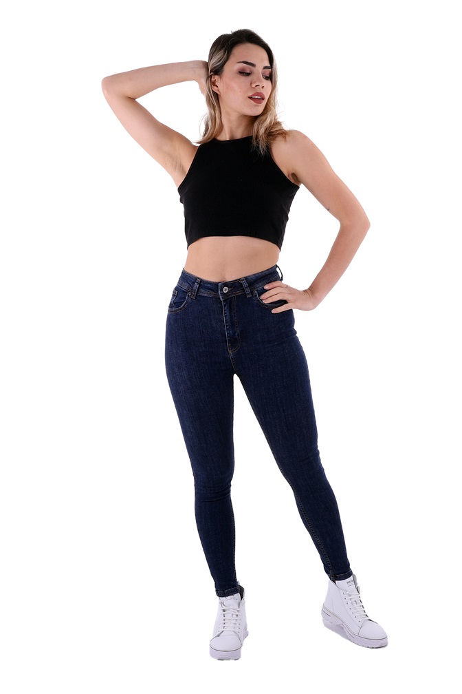 High Waist Ankle Length Skinny Jeans - Blue - Brand: XLove - Women & Kids, Baby Clothes Wholesale - TheBS Women