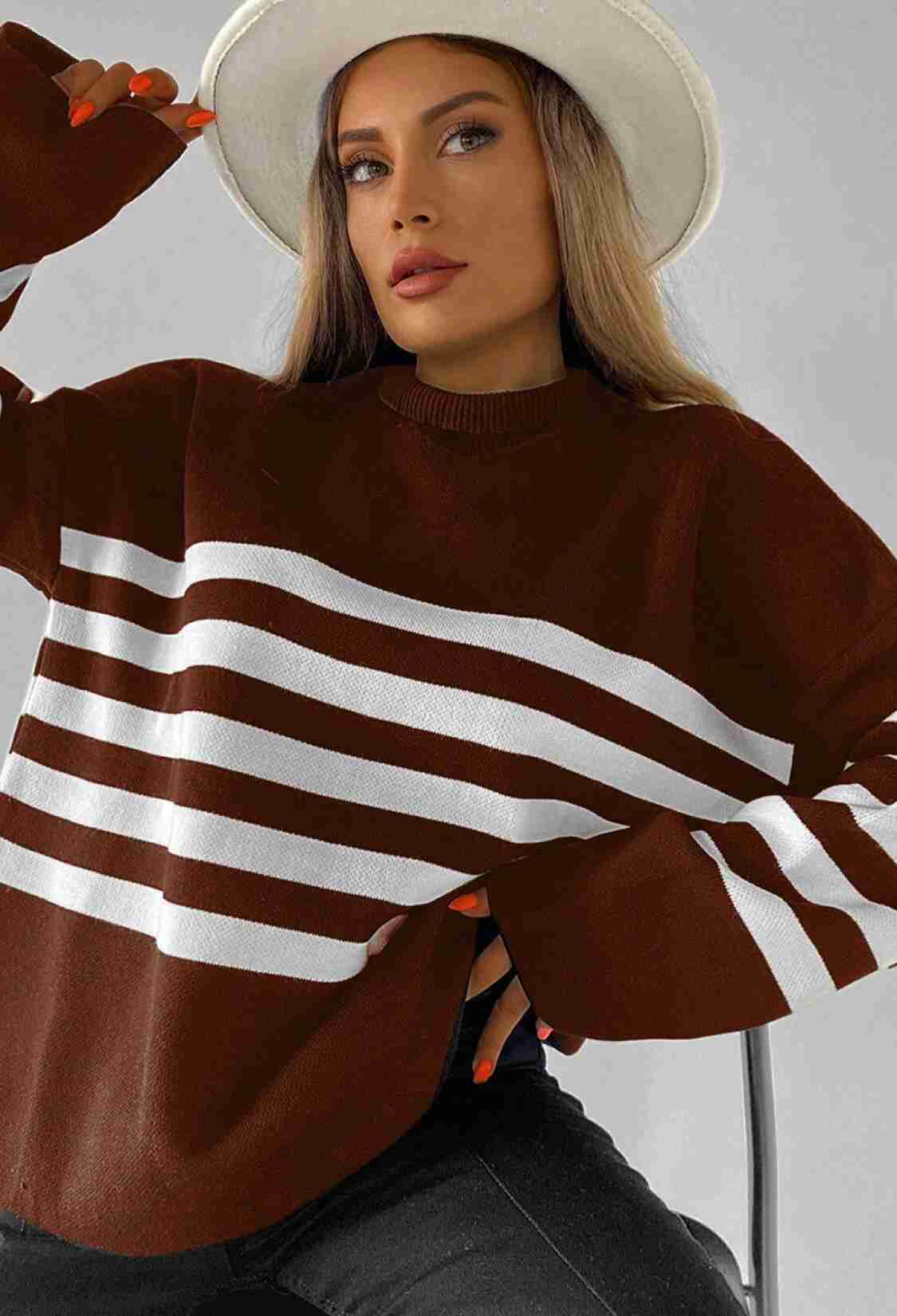 Striped Pique Sweater - Brand: My Fashion - Women & Kids, Baby Clothes Wholesale - TheBS Women