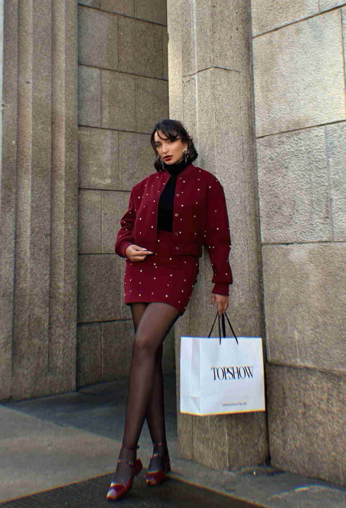 Maroon Dot Printed College Jacket - Brand: Topshow - Women & Kids, Baby Clothes Wholesale - TheBS Women