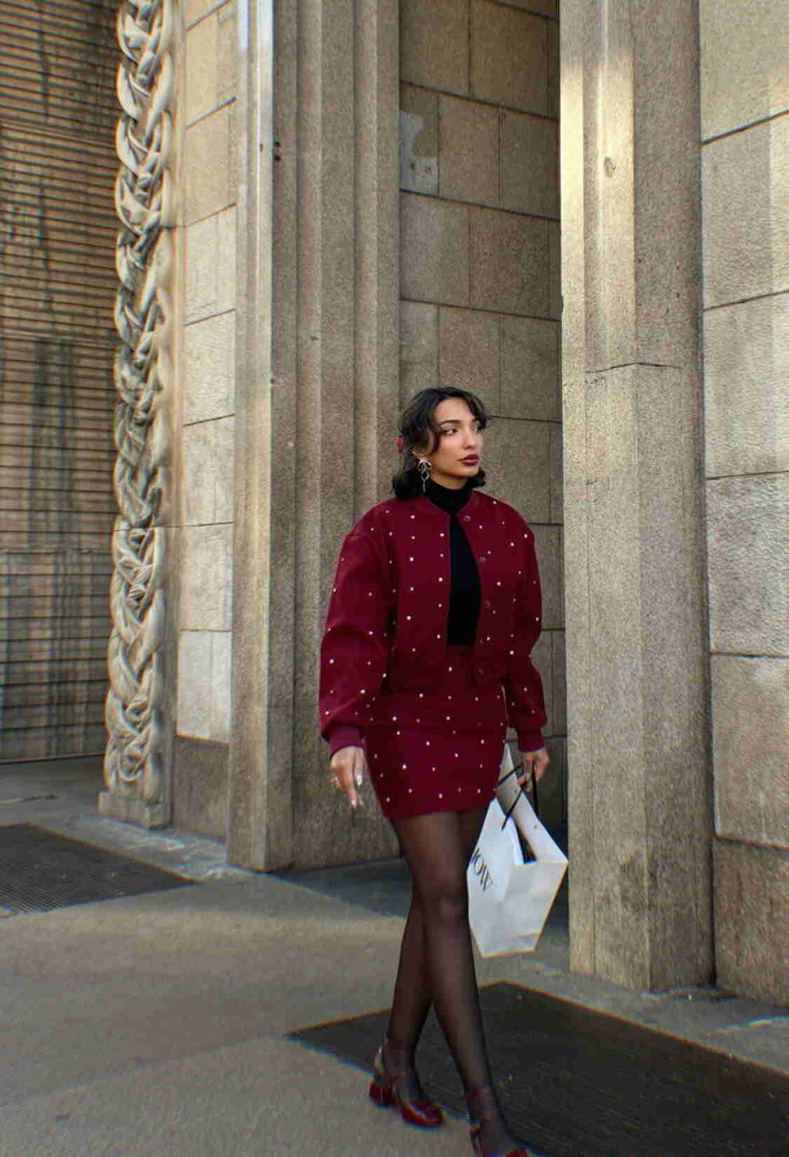 Maroon Dot Printed College Jacket - Brand: Topshow - Women & Kids, Baby Clothes Wholesale - TheBS Women