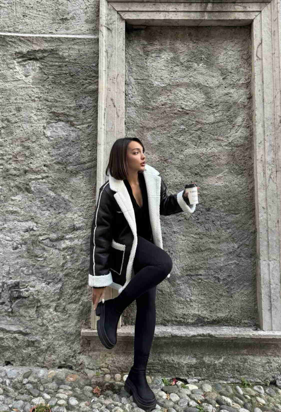 Cream Leather Fur Coat - Brand: Topshow - Women & Kids, Baby Clothes Wholesale - TheBS Women