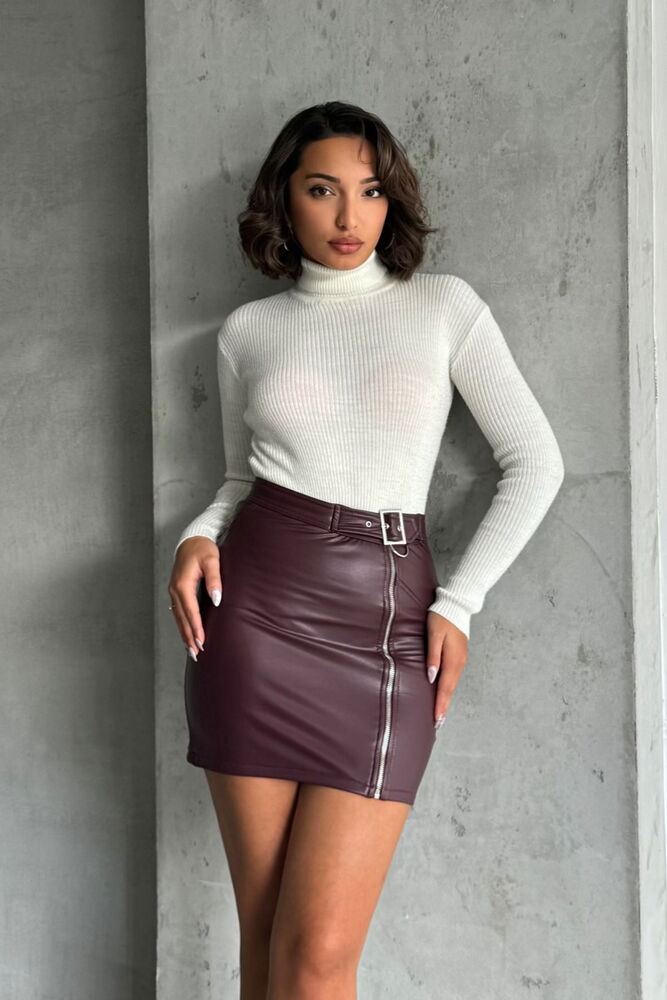 F0125 Zippered Leather Skirt - Brand: Topshow - Women & Kids, Baby Clothes Wholesale - TheBS Women
