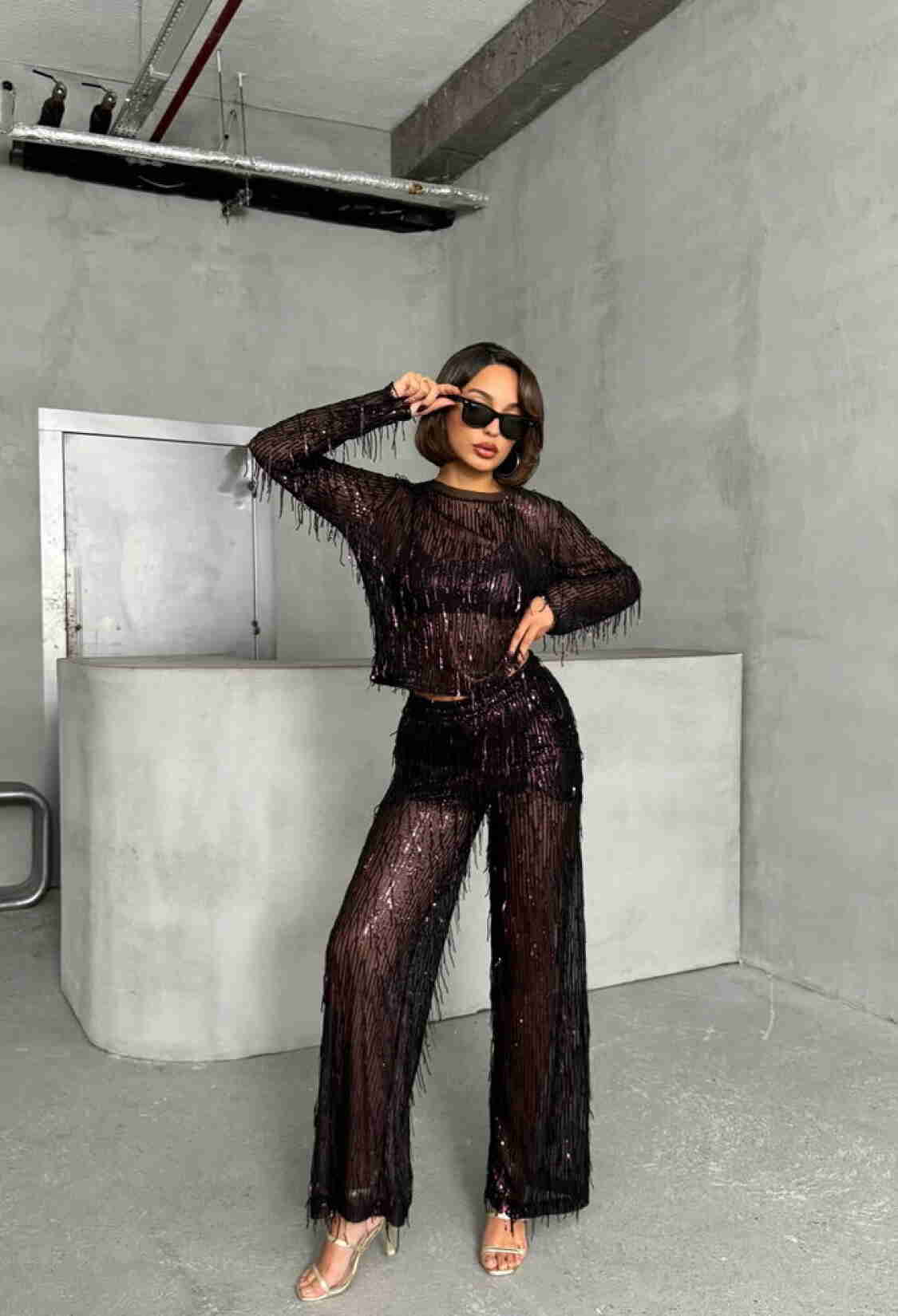 Black Burgundy Sequin Palette Blouse - Brand: Topshow - Women & Kids, Baby Clothes Wholesale - TheBS Women