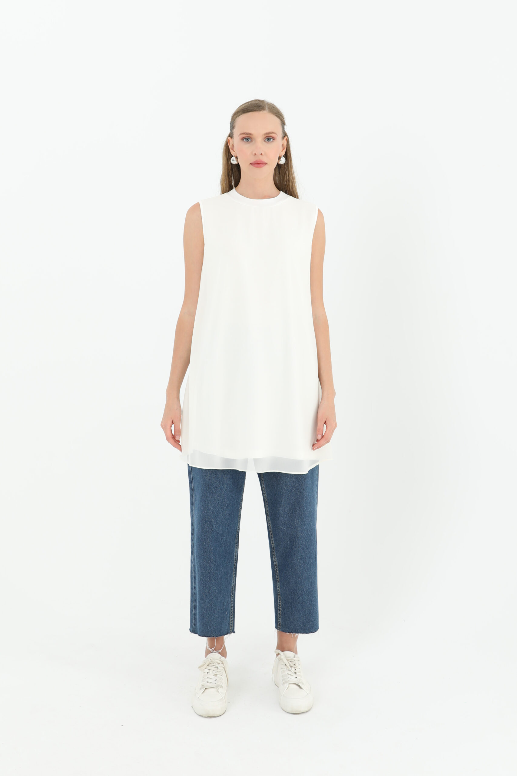 Women's Sleeveless Tulle Detailed Undershirt Tunic - Brand: Puane - Women & Kids, Baby Clothes Wholesale - TheBS Women