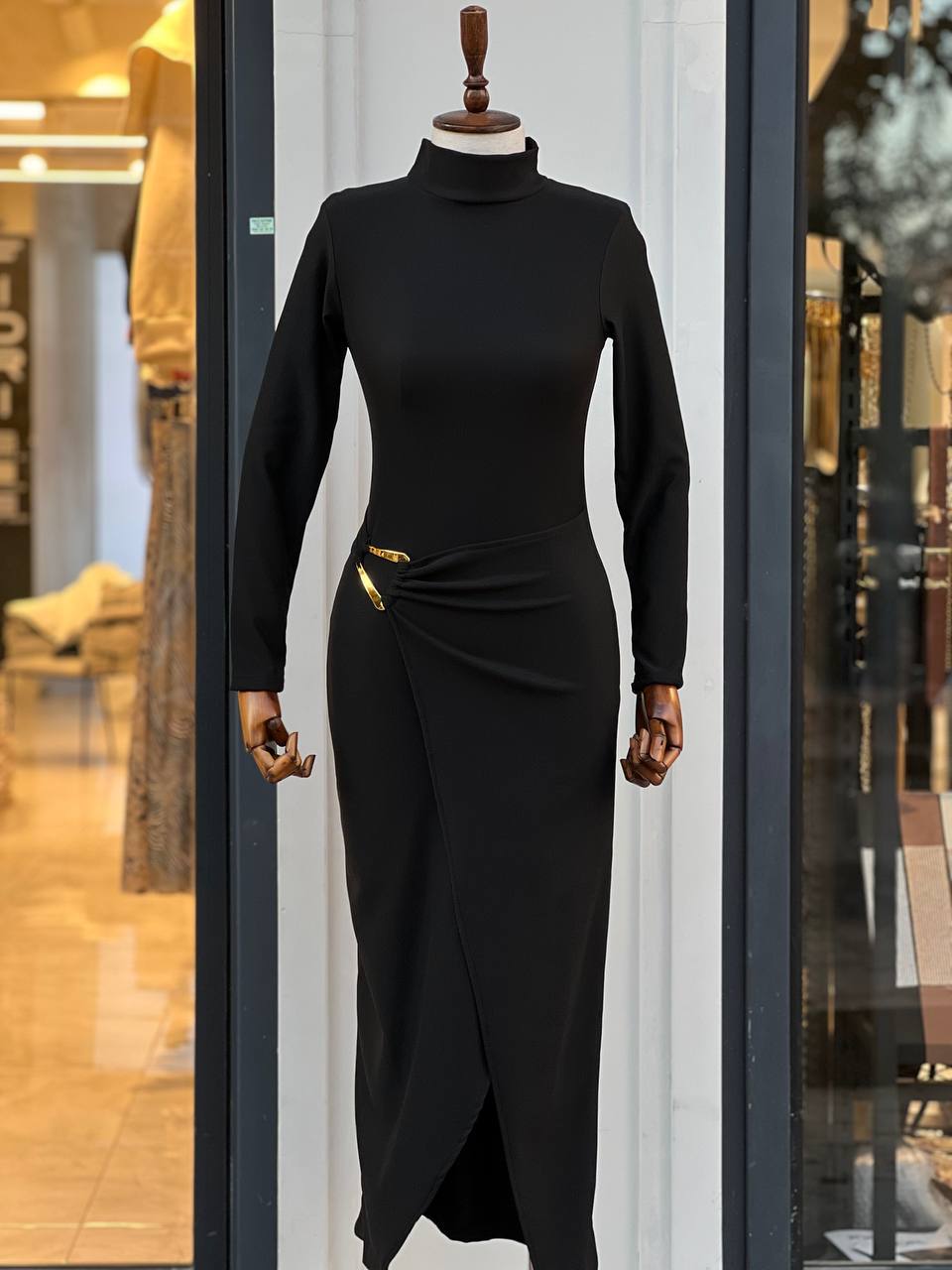 Ottoman Fabric Buckle Detailed SlitDress - Brand: Fiori - Women & Kids, Baby Clothes Wholesale - TheBS Women