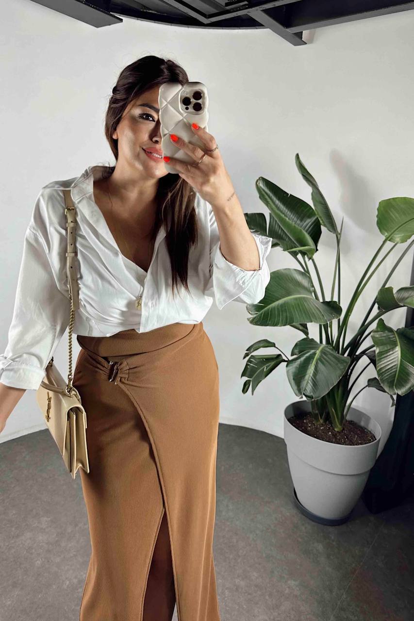 Ottoman Fabric Lycra Skirt With Buckle Detail - Brand: Fiori - Women & Kids, Baby Clothes Wholesale - TheBS Women