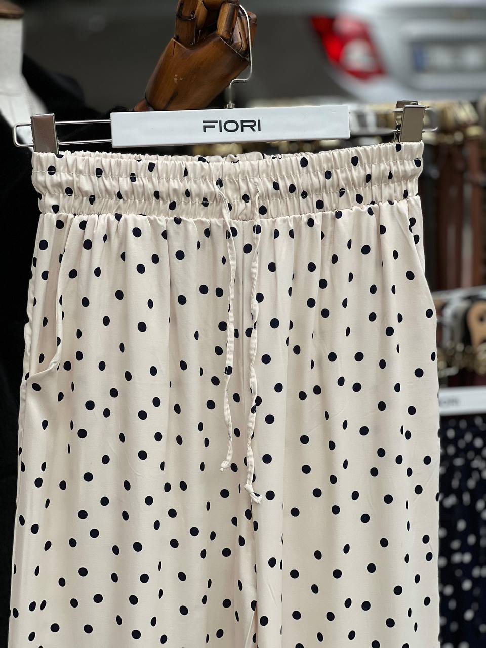 Polka Dot Patterned Satin Trousers - Brand: Fiori - Women & Kids, Baby Clothes Wholesale - TheBS Women