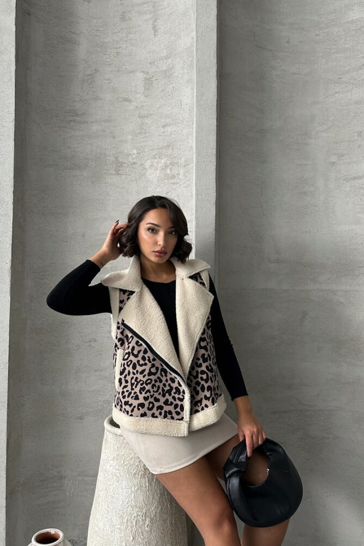 StoneLeopard Pattern Plush Wholesale Vest - Brand: Topshow - Women & Kids, Baby Clothes Wholesale - TheBS Women