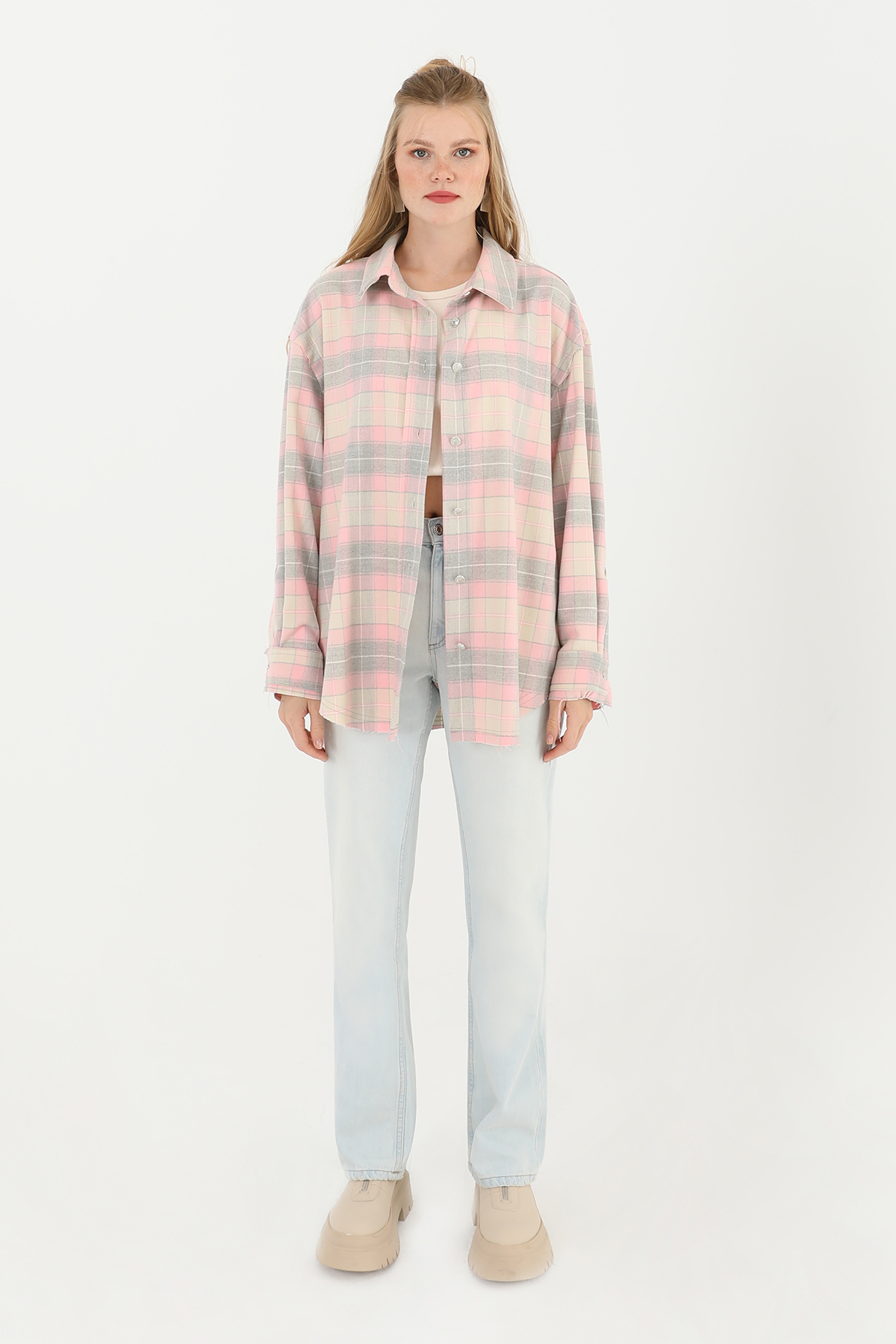 Plaid Fringed Shirt - Pink - Brand: SOUL - Women & Kids, Baby Clothes Wholesale - TheBS Women