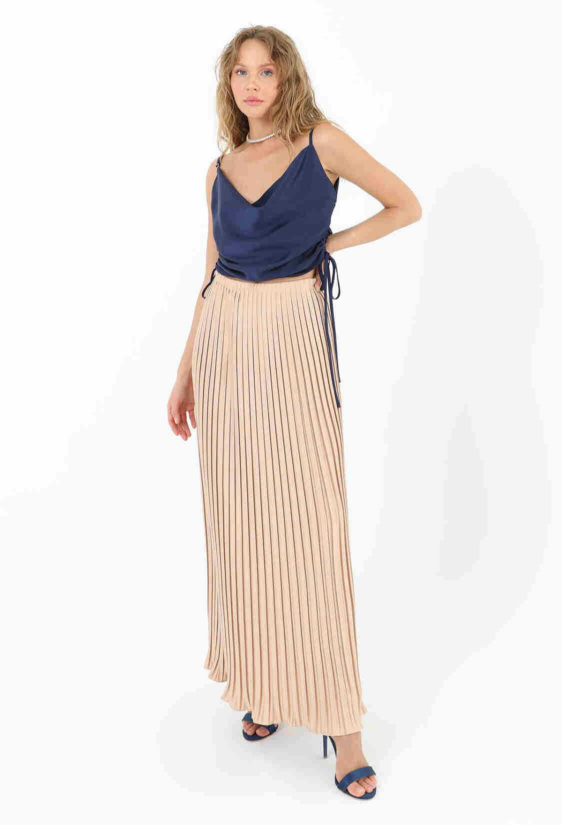 Pleated Long Satin Skirt - Brand: SOUL - Women & Kids, Baby Clothes Wholesale - TheBS Women