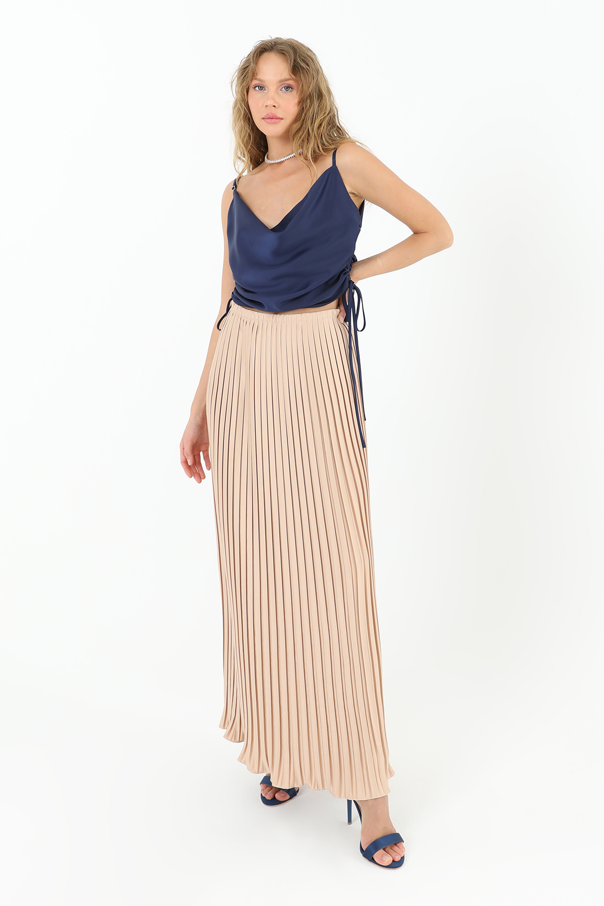 Pleated Long Satin Skirt - Brand: SOUL - Women & Kids, Baby Clothes Wholesale - TheBS Women