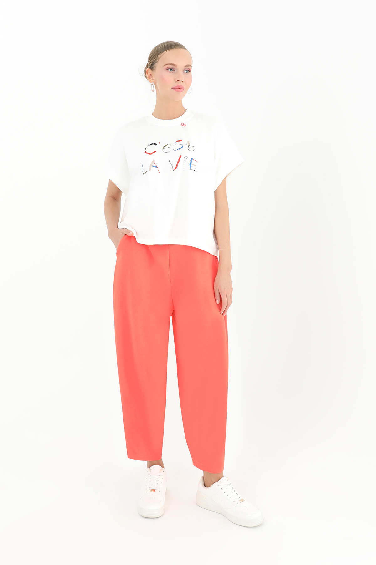 Linda Fabric Shalwar Form Trousers - Coral - Brand: Puane - Women & Kids, Baby Clothes Wholesale - TheBS Women