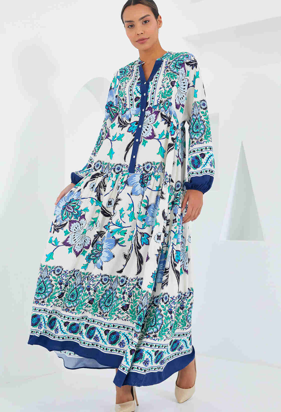 Navy Green Viscose Hijab Dress 2423 - Brand: Bigdart - Women & Kids, Baby Clothes Wholesale - TheBS Women