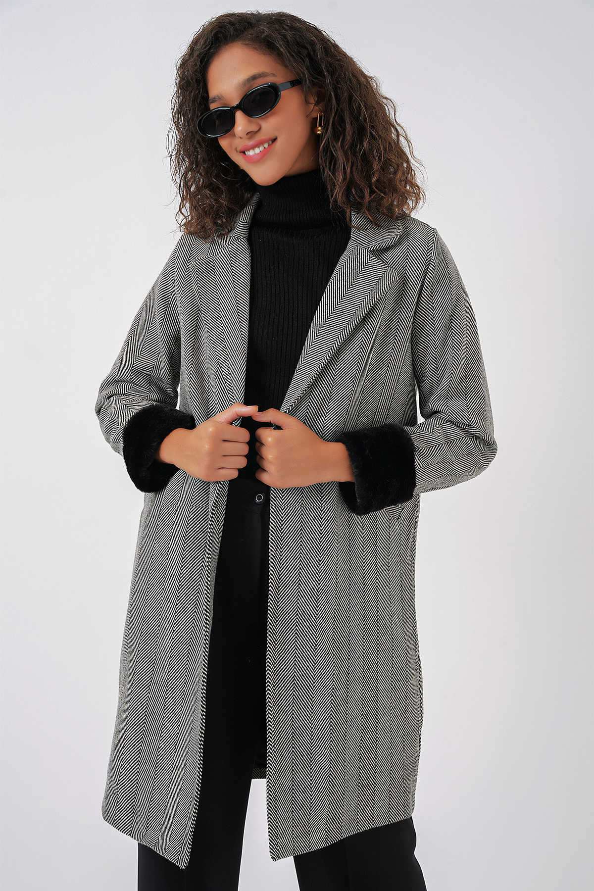 Herringbone Cashmere Coat - D. - Brand: Bigdart - Women & Kids, Baby Clothes Wholesale - TheBS Women