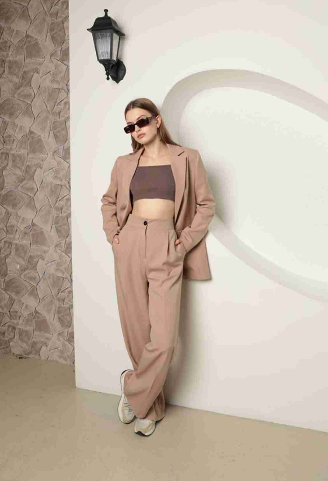 Atlas Fabric Women's Oversize Jacket-beige - Brand: Maxi Modena - Women & Kids, Baby Clothes Wholesale - TheBS Women